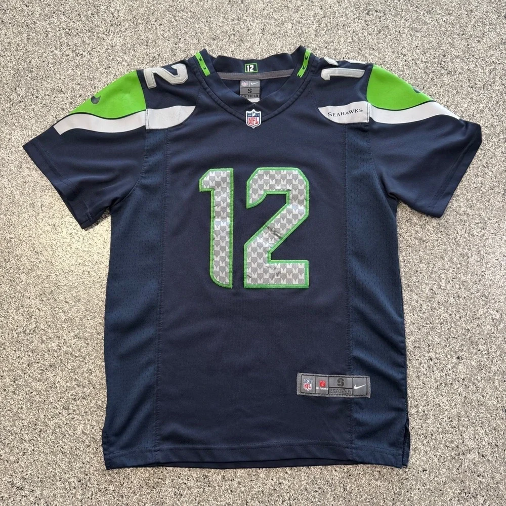 Nike Seattle Seahawks Jersey Boys Kids Small NFL On Field 12th Man Fan